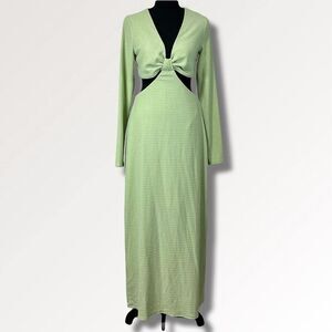 Fourteenth Place Sol Side Cut Out Long Sleeve Midi- Maxi Dress Size M Green NWOT